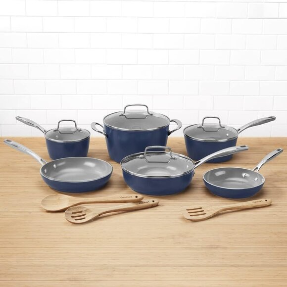 13 Piece Nonstick Cookware Set by Cuisinart, GreenChef Ceramica XT, Blue, 53G-13 - Picture 1 of 3